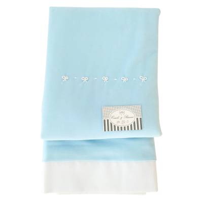 Warm light blue cotton baby boy set with silver details 1 month Petit