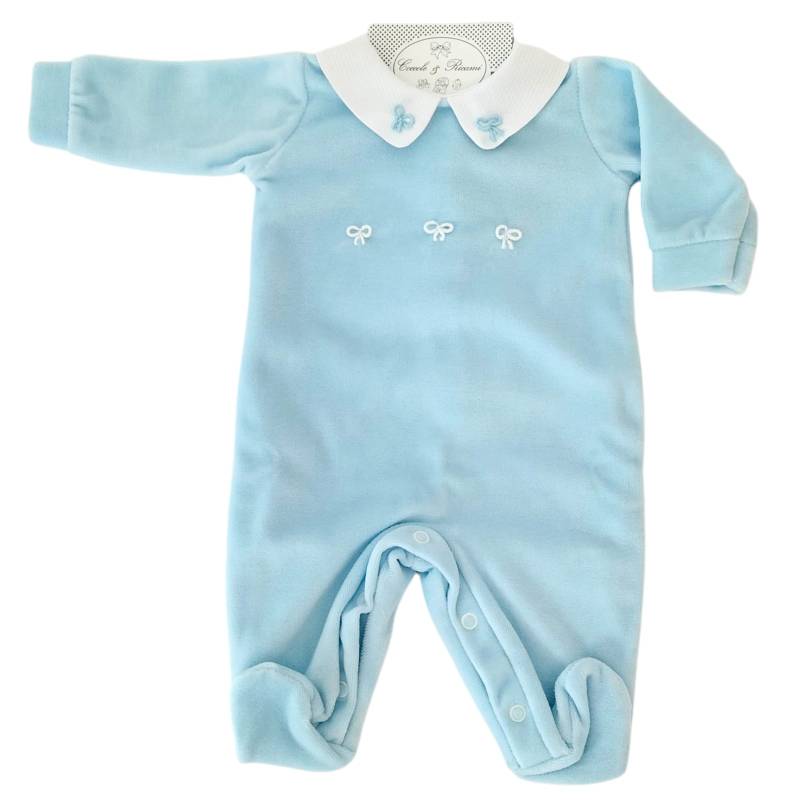 Warm light blue cotton baby boy set...