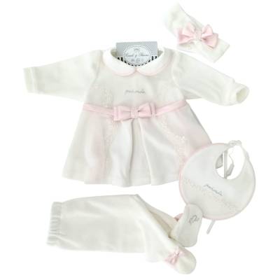 Cobertura clínica para bebé Minù chenille elegante com gorro e babete
