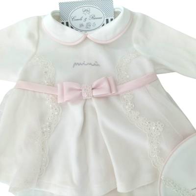 Coprifasce clinico neonata Minù elegante in ciniglia con cuffietta e bavetta