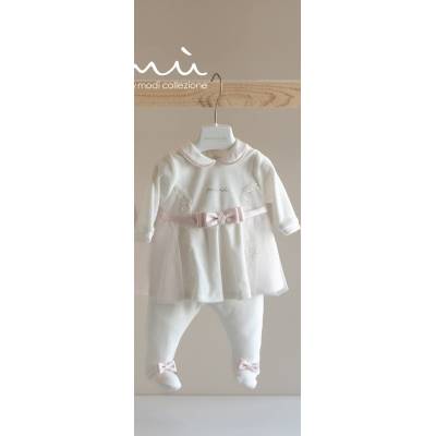Funda clínica bebé niña Minù elegante chenilla con capota y babero