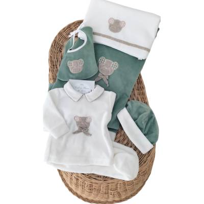 Corredino ciniglia verde panna tortora