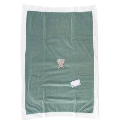 Corpete em chenille verde creme pomba cinzento