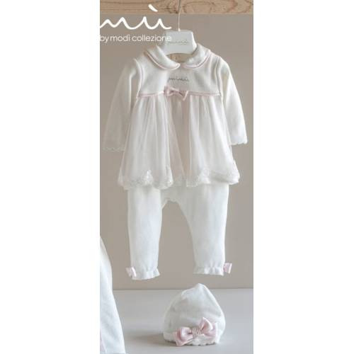 Manta de lana para recién nacido talla 1 mes Minù crema rosa