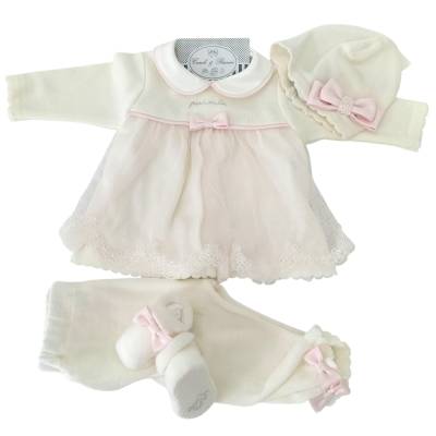 Manta de lana para recién nacido talla 1 mes Minù crema rosa