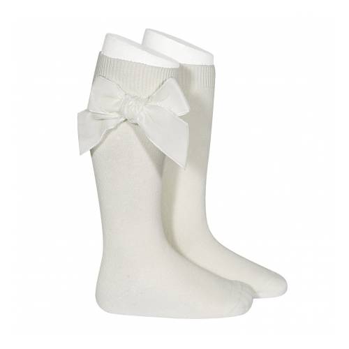 Condor socks cream velvet bow