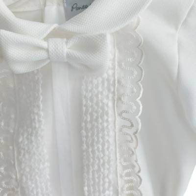 Completo cerimonia Battesimo bianco latte