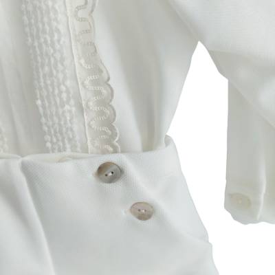 Completo cerimonia Battesimo bianco latte