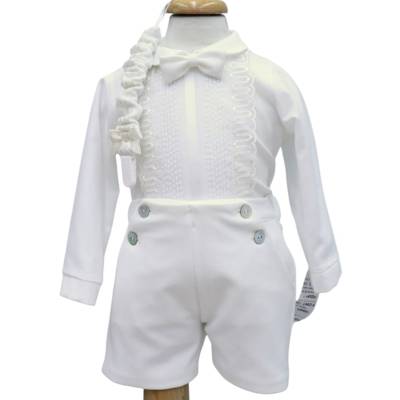 Completo cerimonia Battesimo bianco latte