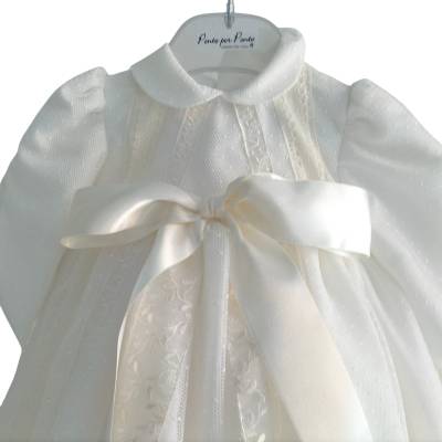 Vestido de batismo comprido com touca
