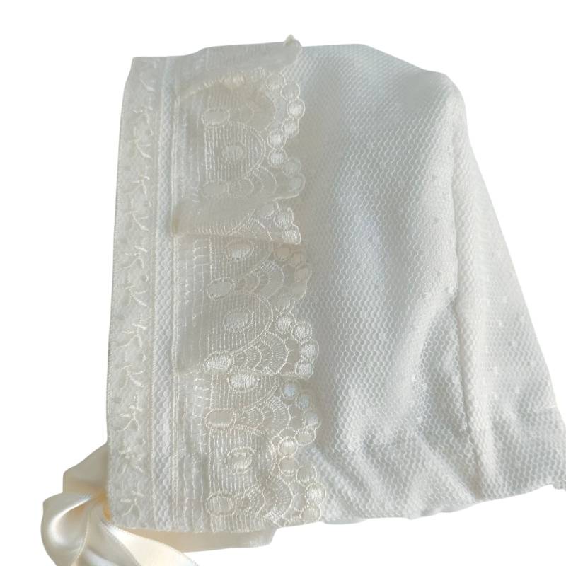 Vestido de batismo comprido com touca