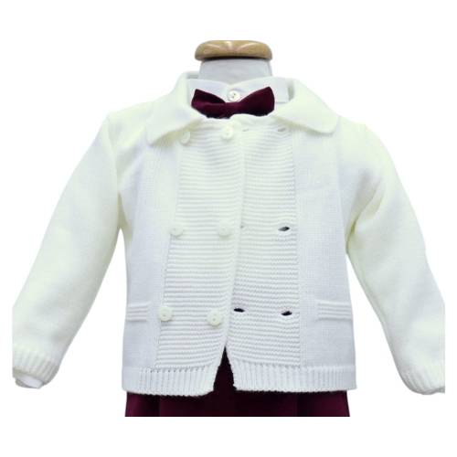 Cardigan doppio petto effetto lana panna