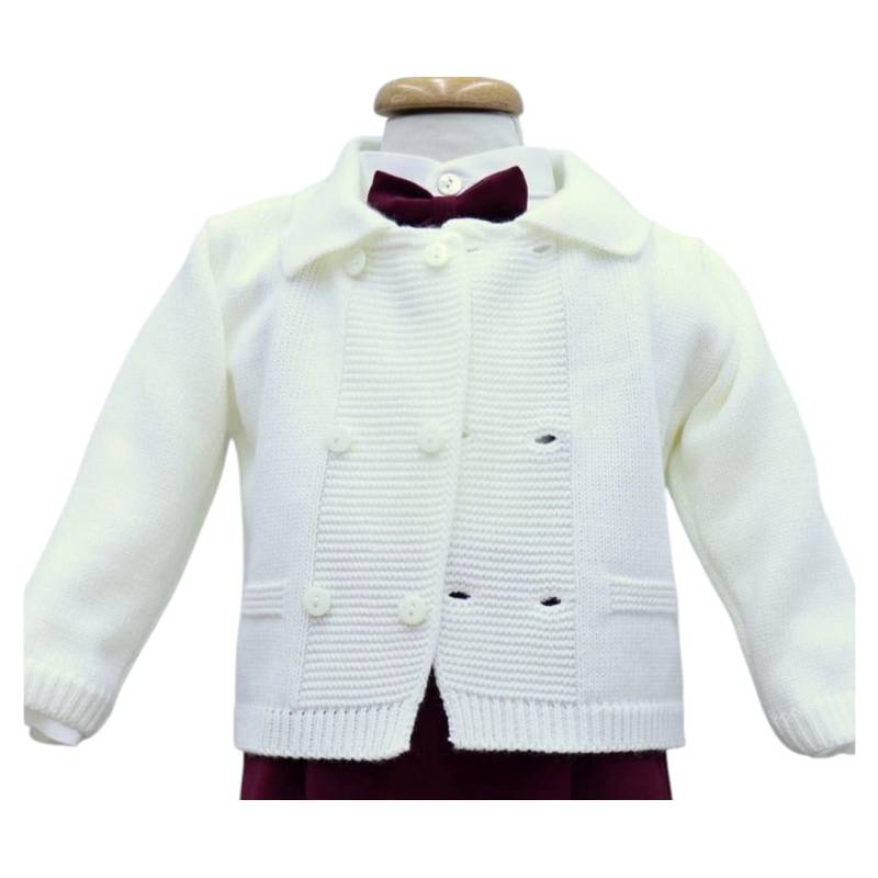 Cardigan doppio petto panna