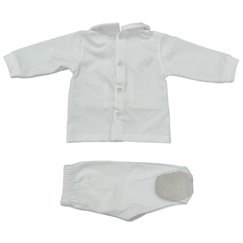 Weiß und taubengrau Baumwolle 1 Monat neugeborenen klinischen Outfit - 
