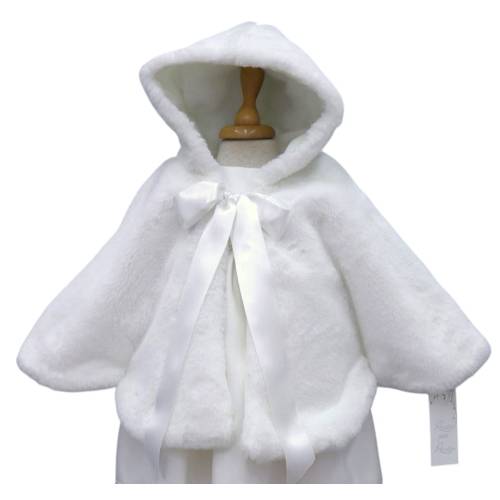Cape en fausse fourrure pour fille, couleur blanc laiteux