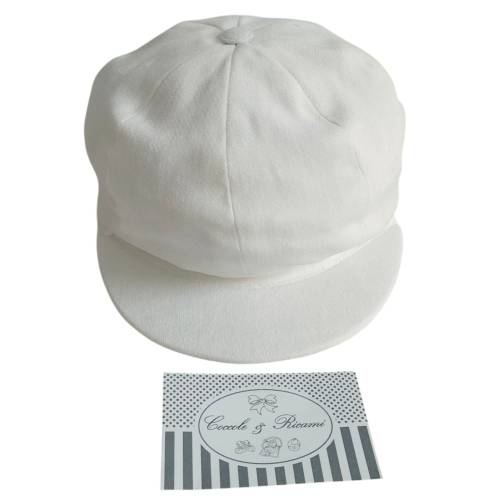 Berretto bambino in velluto bianco latte 2