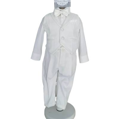 Completo battesimo bambino bianco latte in velluto