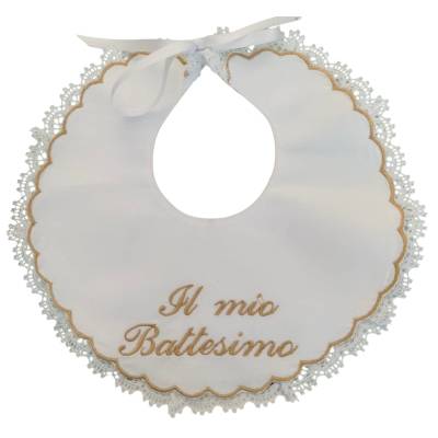 Blusa de batismo com lenço e babete