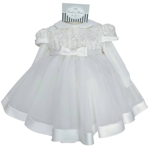 Vestido de bautizo para bebé niña 12 meses con banda rosa...
