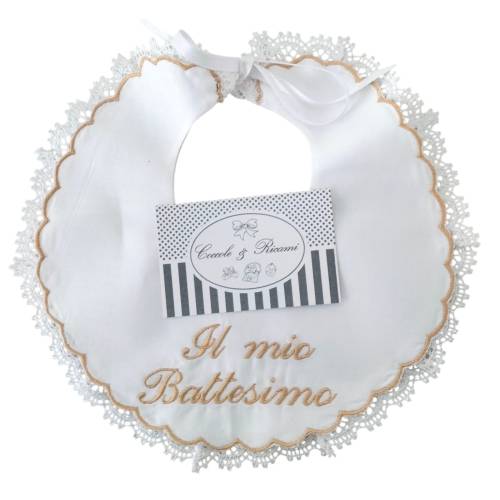 Blusa de batismo com babete e lenço 2