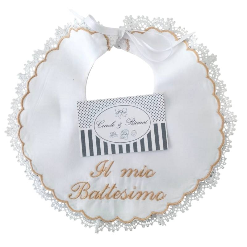 Blusa de batismo com babete e lenço