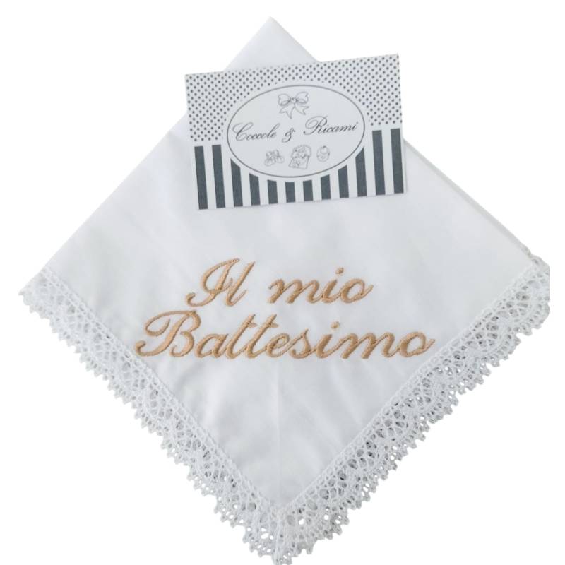 Blusa de batismo com babete e lenço