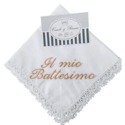Blusa de batismo com babete e lenço