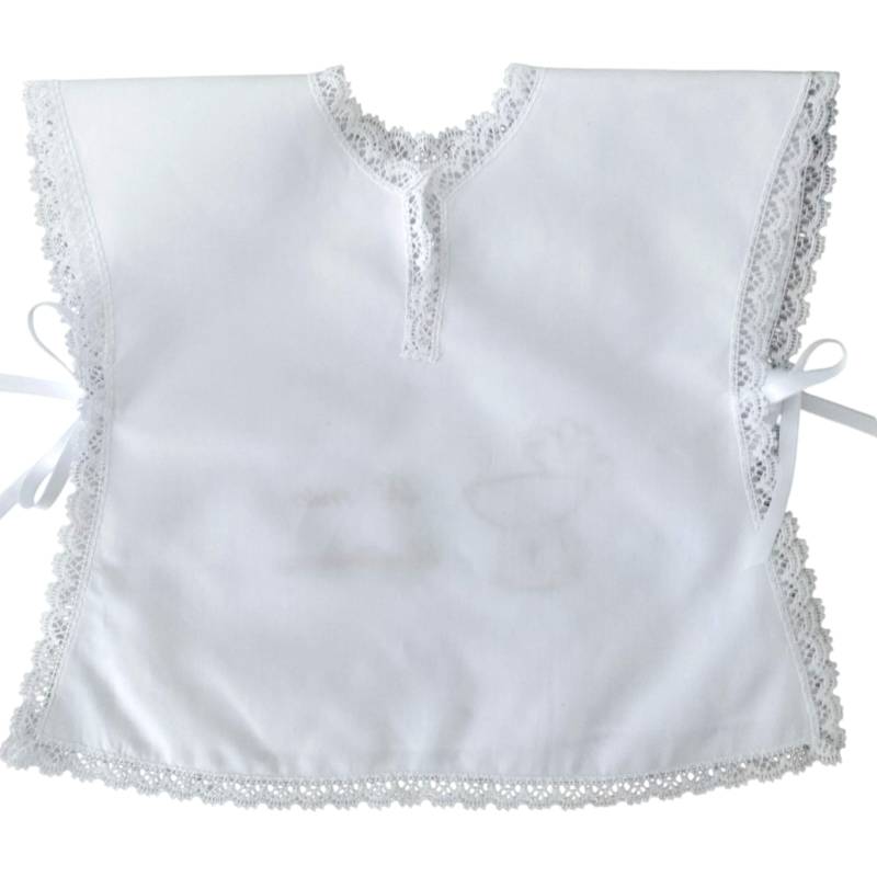 Blusa de bautismo con peto y pañuelo