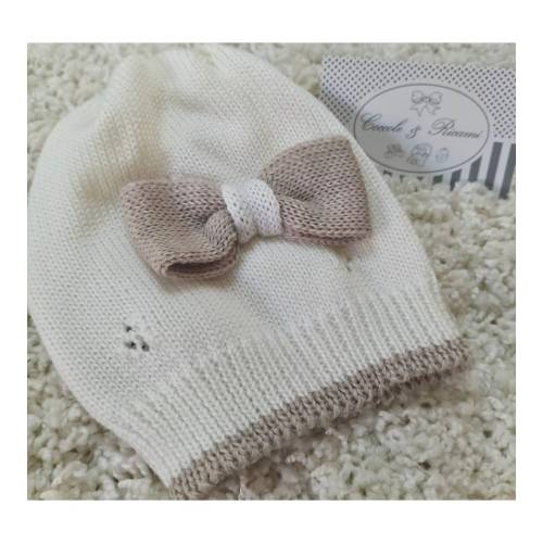 Coprifasce in lana neonata panna tortora misura 1 mese 2