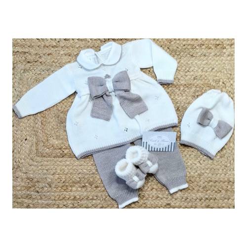 Coprifasce in lana neonata panna tortora misura 1 mese