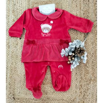 Neugeborenes Baby Schlafanzug 1 Monat Ninnaoh mit roten Tartan geeignet für seine erste Weihnachten