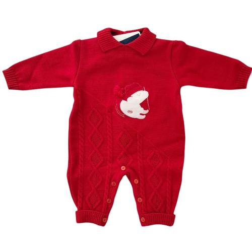 Fato de dormir de lã pura 3 meses vermelho