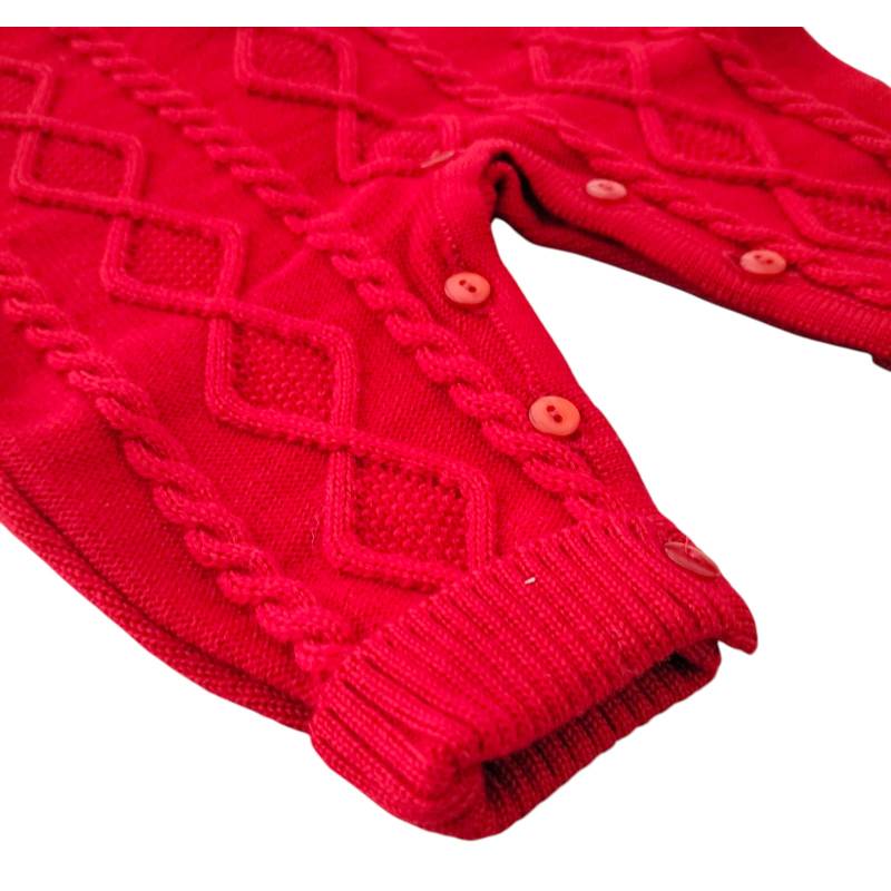 Pure wool sleepsuit 3 months red