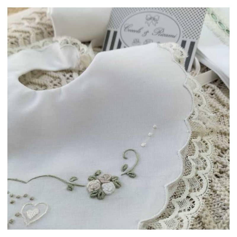 Sheet with bunny embroidery bib