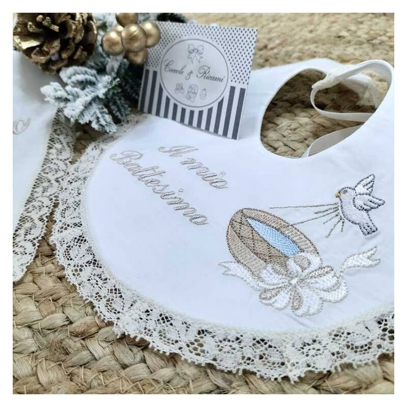 Babero y pañuelo unisex Mi bautizo