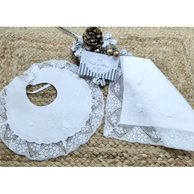 Fazzoletto e bavetto "Il mio Battesimo" bianco