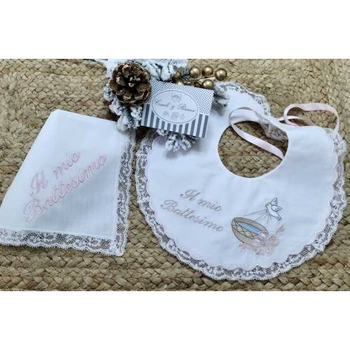 Handkerchief and bib My Christening