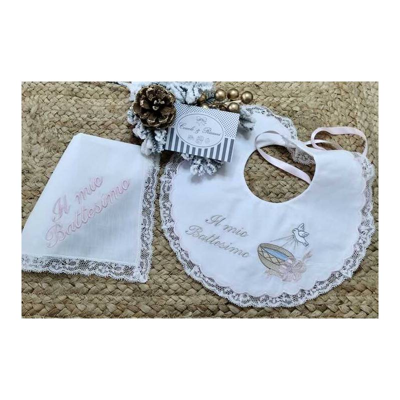 Handkerchief and bib My Christening