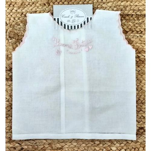 Blusa Lucky con bordado rosa 2