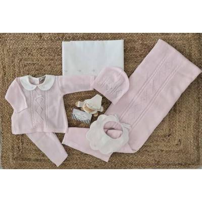 Elegant pink cotton newborn outfit 1 month Minù