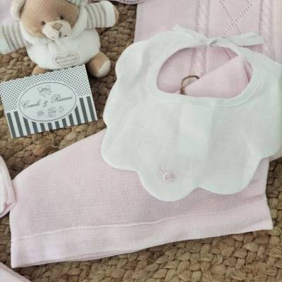 Elegante conjunto de algodón rosa para recién nacido de 1 mes Minù