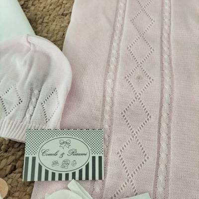Elegante conjunto de algodón rosa para recién nacido de 1 mes Minù