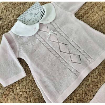 Ensemble élégant en coton rose pour nouveau-né 1 mois Minù