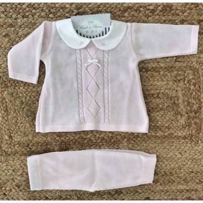 Elegant pink cotton newborn outfit 1 month Minù