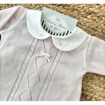 Elegante conjunto de algodón rosa para recién nacido de 1 mes Minù