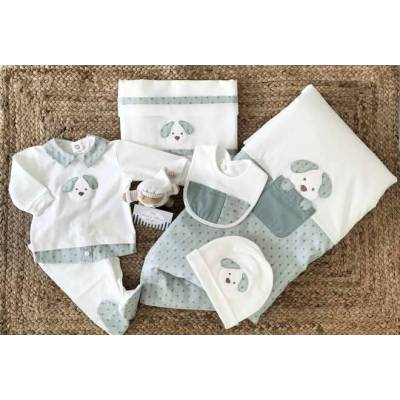 Corredino neonato bianco e verde salvia