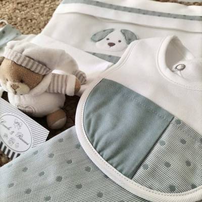 Corredino neonato bianco e verde salvia