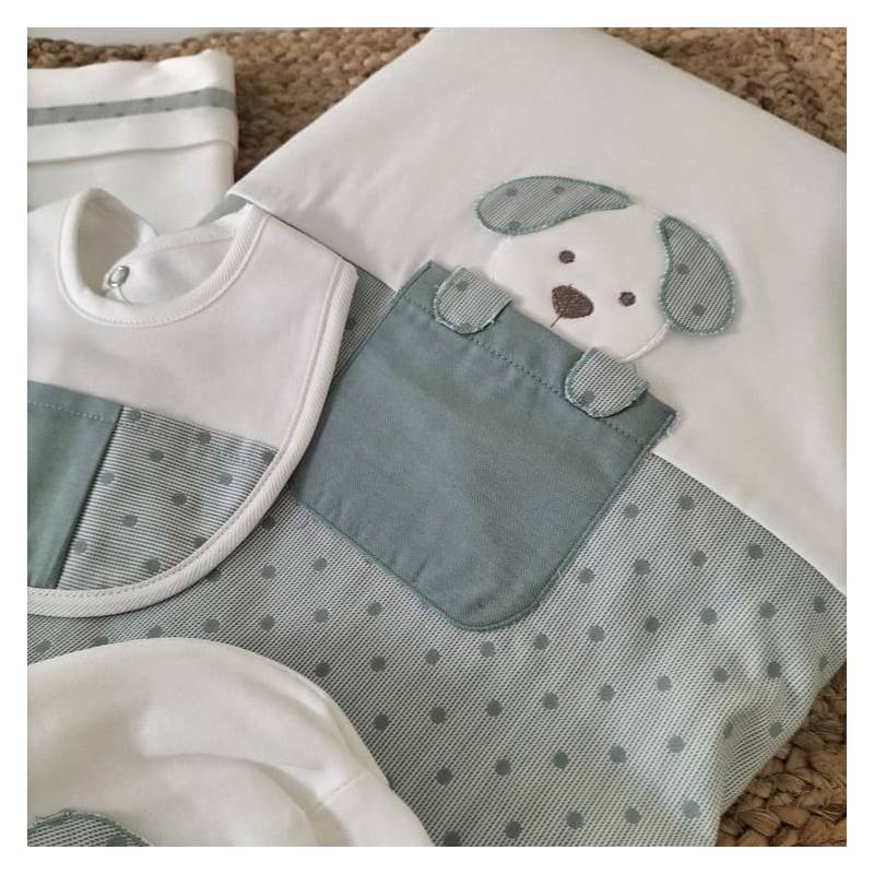 Corredino neonato bianco e verde salvia