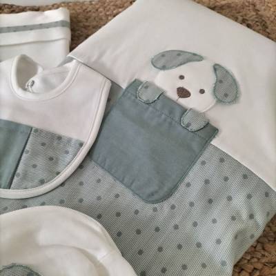 Corredino neonato bianco e verde salvia