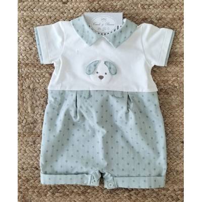 Pagliaccietto neonato 3 mesi bianco e verde